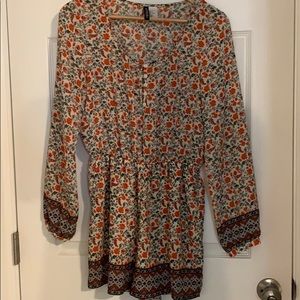 Long Sleeve Patterned Romper